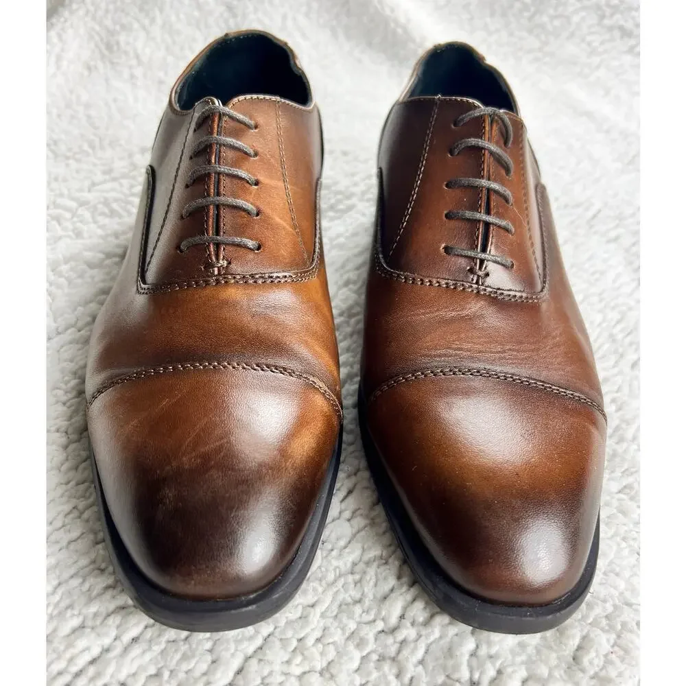 Nordstrom Cap Toe lace-up Oxford Cognac leather ortholite insole - Sz 8.5 - H19